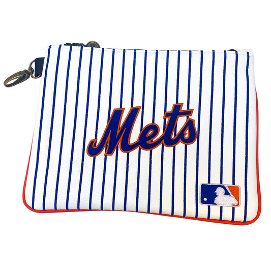 New York Mets Studio Premium Zip Tote (White/Blue Pinstripe)