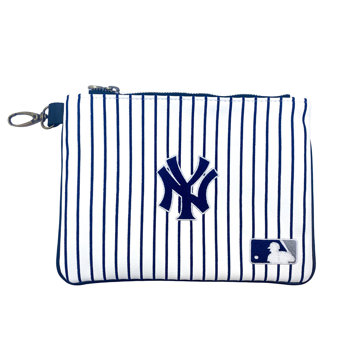 New York Yankees Premium Zip Tote (White/Navy Pinstripe)