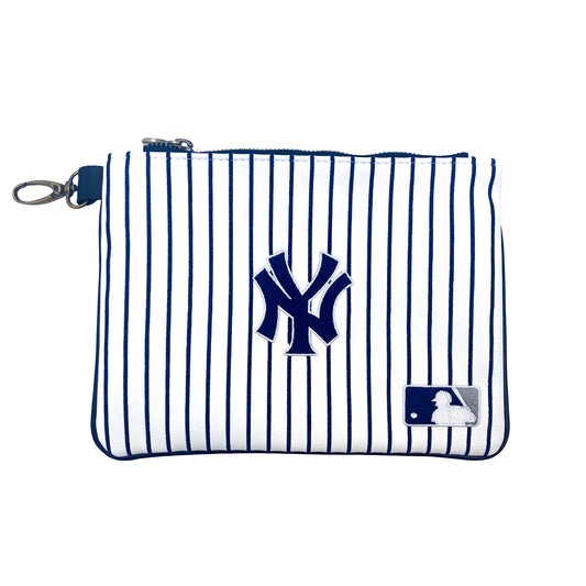New York Yankees Premium Zip Tote (White/Navy Pinstripe)