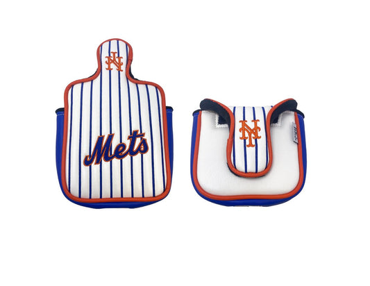 New York Mets Spider Mallet Putter Cover (White/Blue Pinstripe)