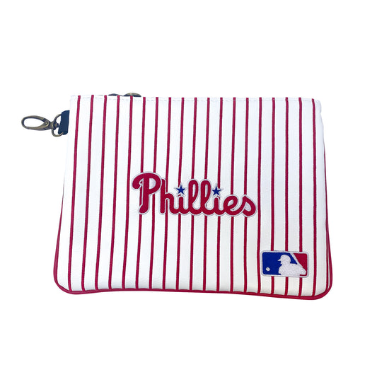 Philadelphia Phillies Studio Premium Zip Tote (White/Red Pinstripe)