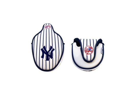 New York Yankees Mallet Putter Cover (White/Navy Pinstripe)