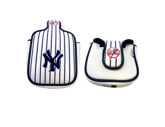 New York Yankees Spider Mallet Putter Cover (White/Navy Pinstripe)