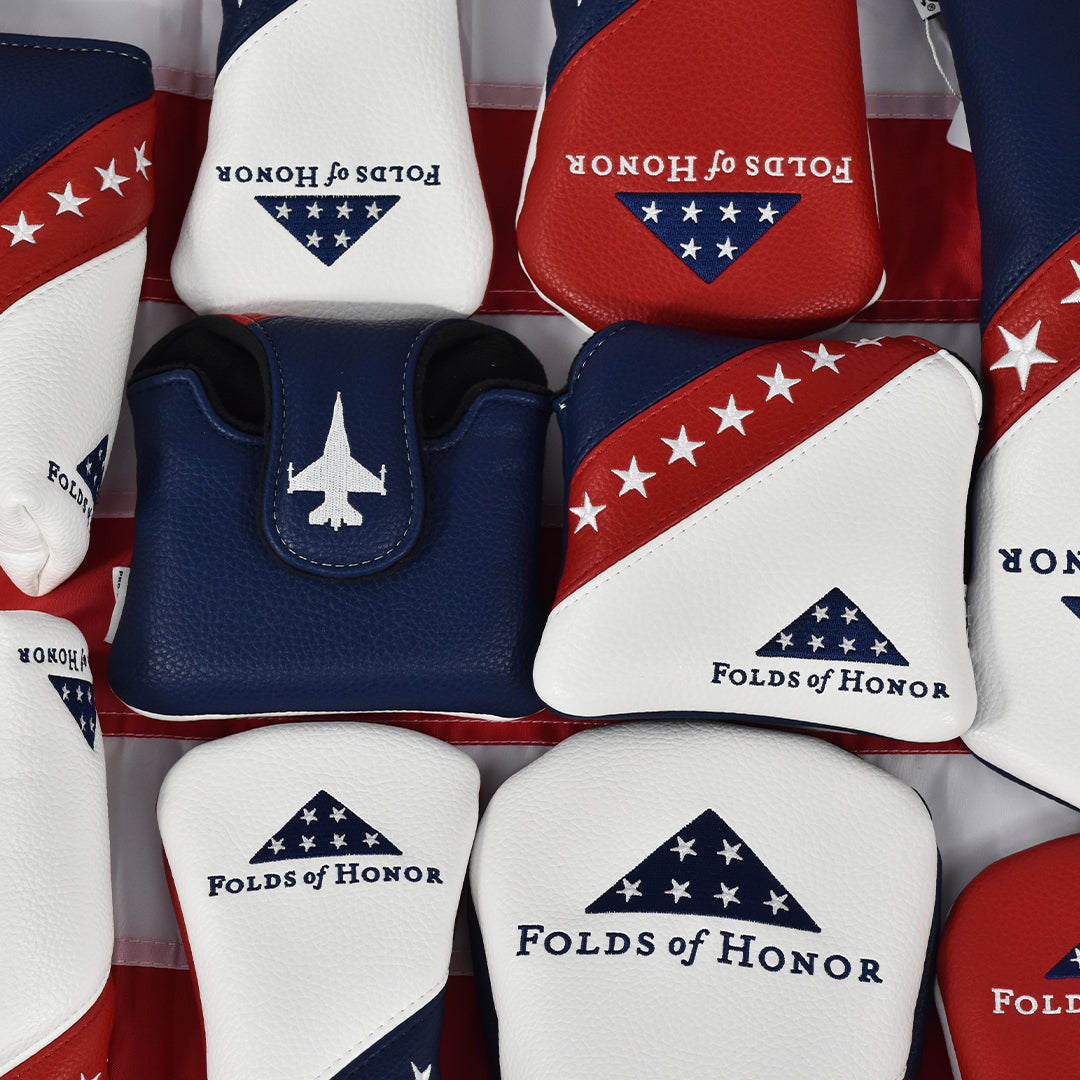 Folds of Honor Elite Vintage College Mallet Putter Cover (Red, White & Blue)