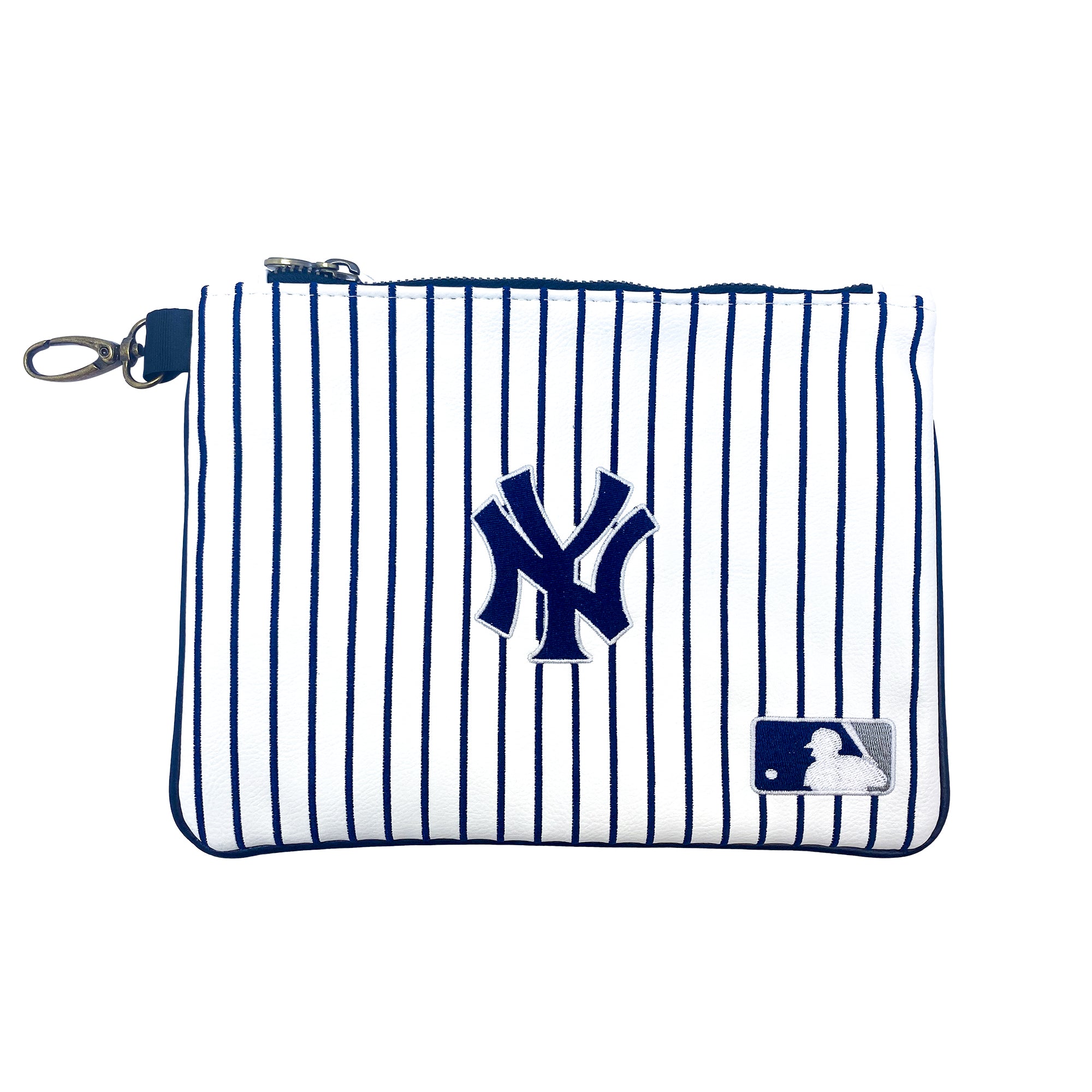 New York Yankees Premium Zip Tote (White/Navy Pinstripe)