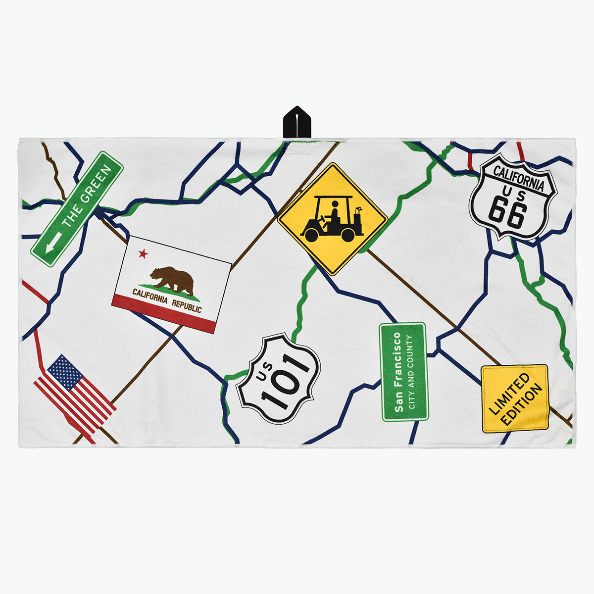 PRG Originals Route 66 Aqua-Lock Sublimated Caddy Towel – PRG Golf