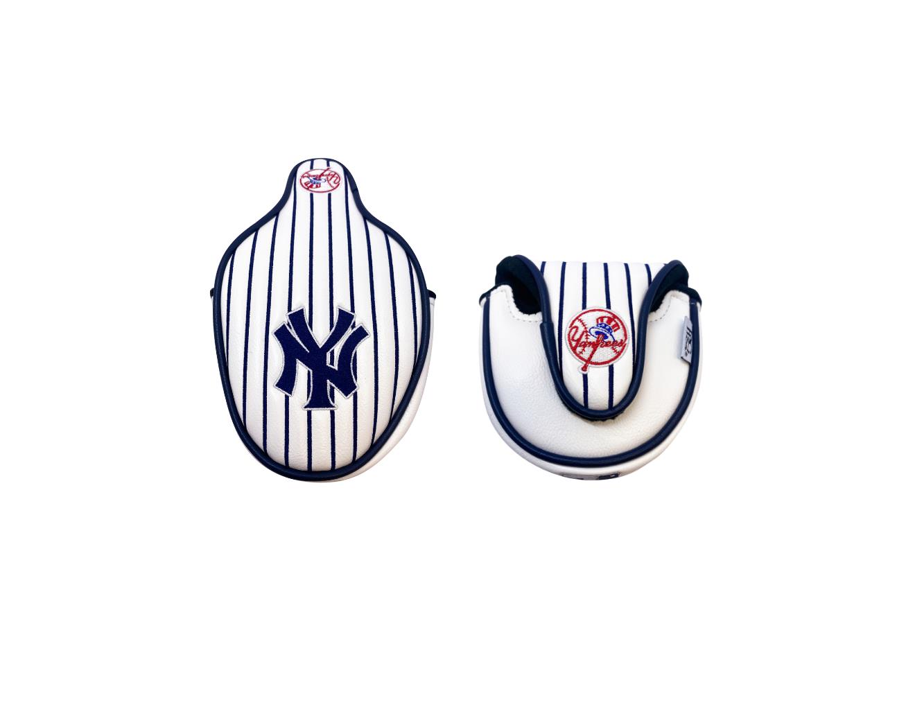 New York Yankees Mallet Putter Cover (White/Navy Pinstripe)