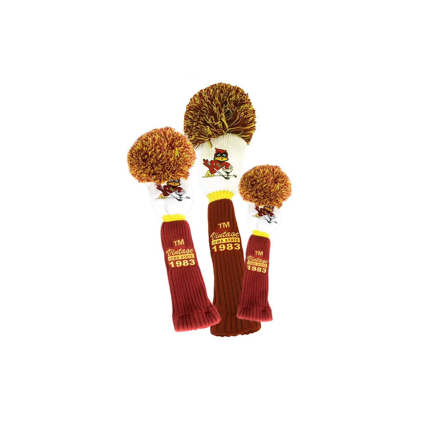 Iowa State University "Vintage" POM Wood Cover (White/Burgundy)