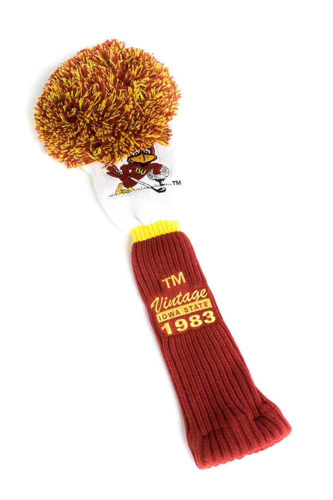 Iowa State University "Vintage" POM Wood Cover (White/Burgundy)